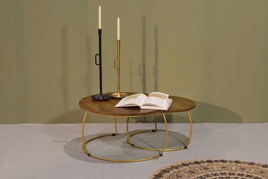 Carmin ' Kaylee Salontafel Set Goud Mangohout