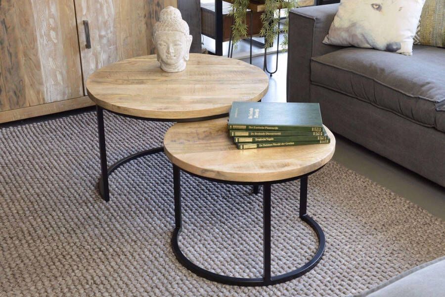 Carmin ' Wayne Salontafel Set Zwart Naturel Mangohout