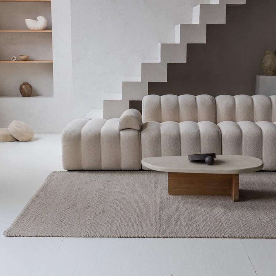 Carpet Studio Barley Wool Vloerkleed 160x230 cm Laagpolig Tapijt Woonkamer en Slaapkamer Kleed Crème