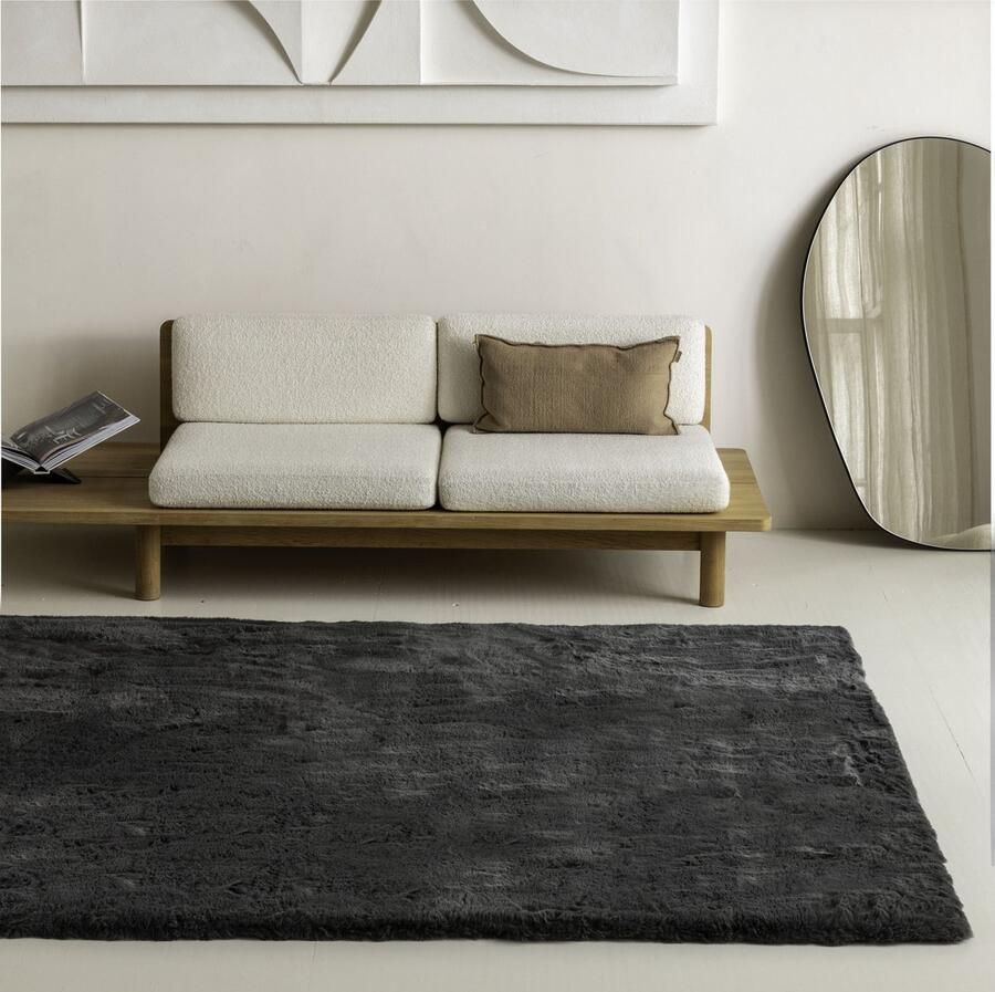 Carpet Studio Comfy Tapijt Antraciet Tapijt Woonkamer 160x230 cm Hoogpolig Tapijt Woonkamer Tapijt Shaggy Tapijt Fluffy Slaapkamer
