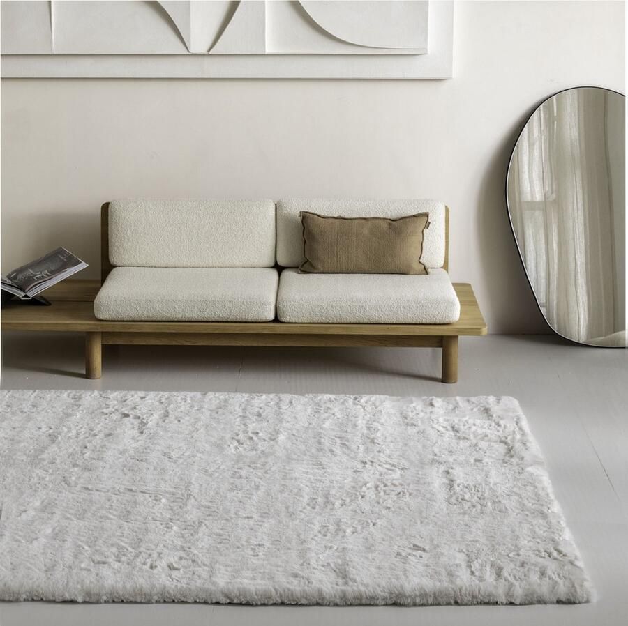 Carpet Studio Comfy Tapijt Loper Crème Tapijt Woonkamer 80x150 cm Hoogpolig Tapijt Woonkamer Tapijt Shaggy Loper Gang Slaapkamer