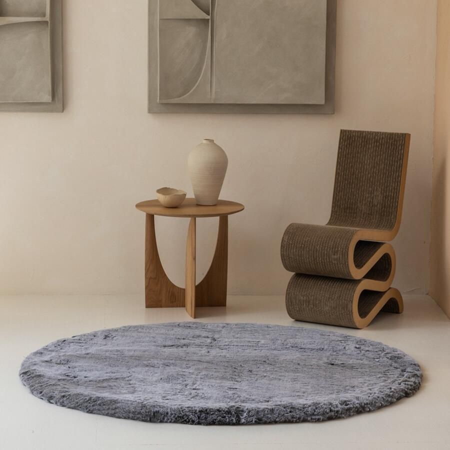 Carpet Studio Comfy Tapijt Rond Antraciet Tapijt Woonkamer Ø160 cm Hoogpolig Tapijt Woonkamer Tapijt Shaggy Tapijt Fluffy Slaapkamer