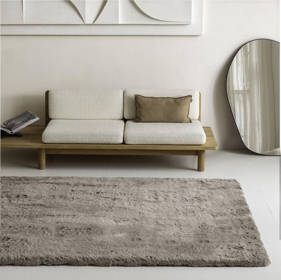 Carpet Studio Comfy Tapijt Loper Taupe Tapijt Woonkamer 80x150 cm Hoogpolig Tapijt Woonkamer Tapijt Shaggy Loper Gang Slaapkamer