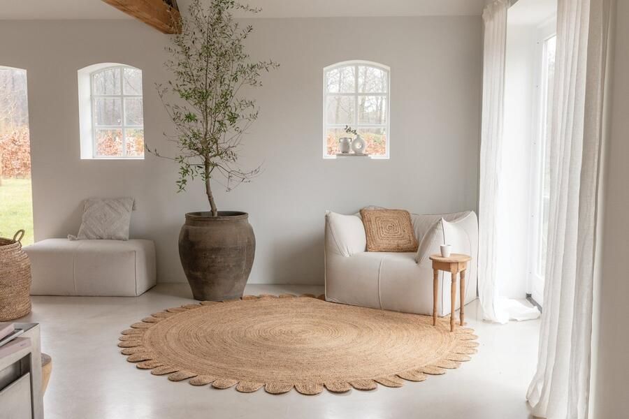 Carpet Studio Jute Vloerkleed Rond Ø160 cm Tapijt Woonkamer en Slaapkamer Gevlochten Kleed Jute