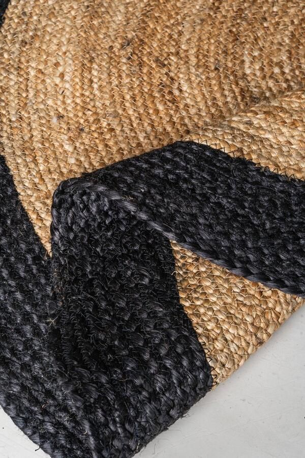 Carpet Studio Jute Vloerkleed Rond Ø130 cm Tapijt Woonkamer en Slaapkamer Gevlochten Kleed Jute Zwart - Foto 2