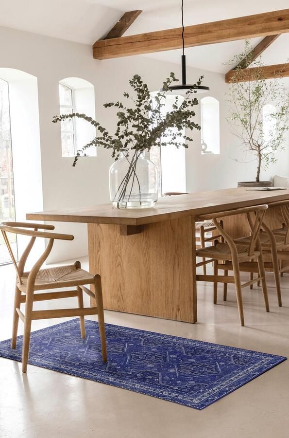 Carpet Studio Oriental Tapijt Loper Blauw Boho Loper Gang 80x150 cm Opvouwbaar Tapijt Woonkamer Wasbaar Oosters Kortpolig Tapijt Slaapkamer - Foto 2