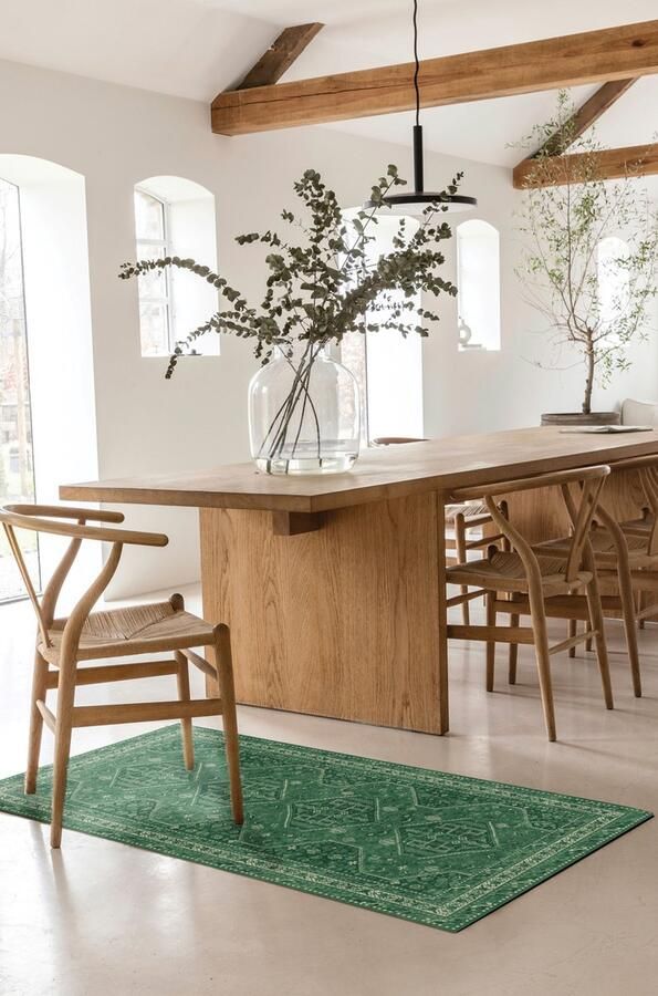 Carpet Studio Oriental Tapijt Loper Groen Boho Loper Gang 80x150 cm Opvouwbaar Tapijt Woonkamer Wasbaar Oosters Kortpolig Tapijt Slaapkamer - Foto 3