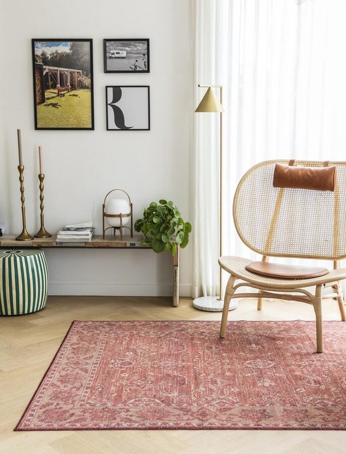 Carpet Studio Oriental Tapijt Loper Rood Boho Loper Gang 80x150 cm Opvouwbaar Tapijt Woonkamer Wasbaar Oosters Kortpolig Tapijt Slaapkamer - Foto 2