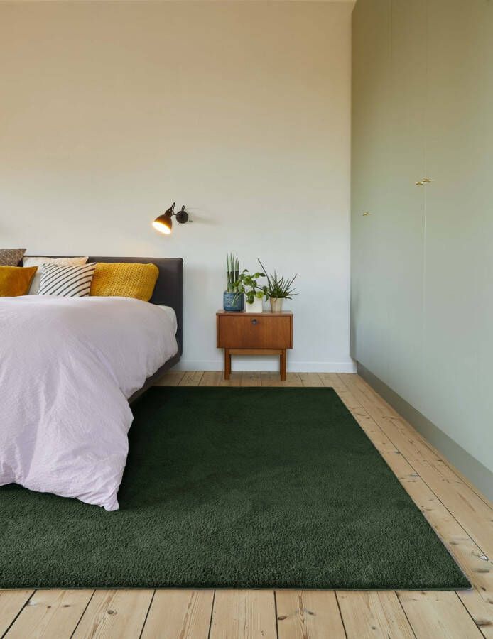 Carpet Studio Utah Vloerkleed Rond Ø 133cm Hoogpolig Tapijt Woonkamer Tapijt Slaapkamer Kleed Groen