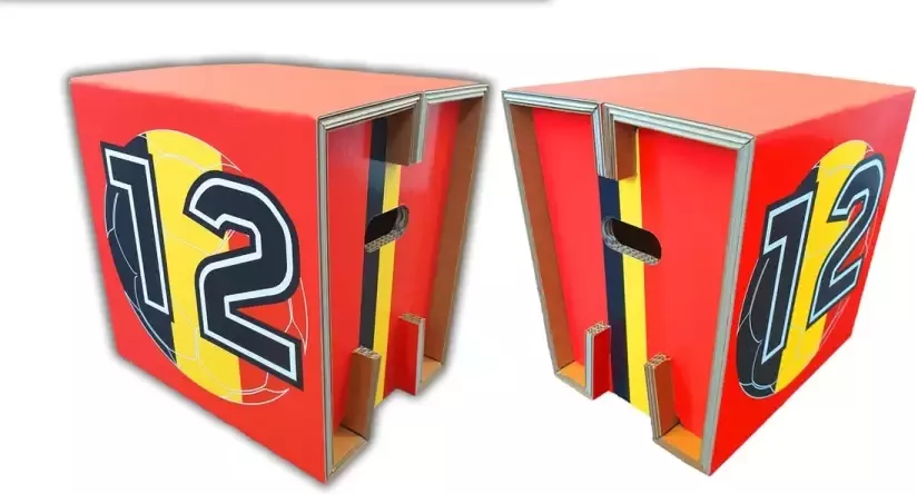 Cartoseat.com Cartoseat Fold Belgie kartonnen krukje kartonnen kruk EK voetbal 2021 olympische spelen bijzettafel nachtkastje kruk krukje
