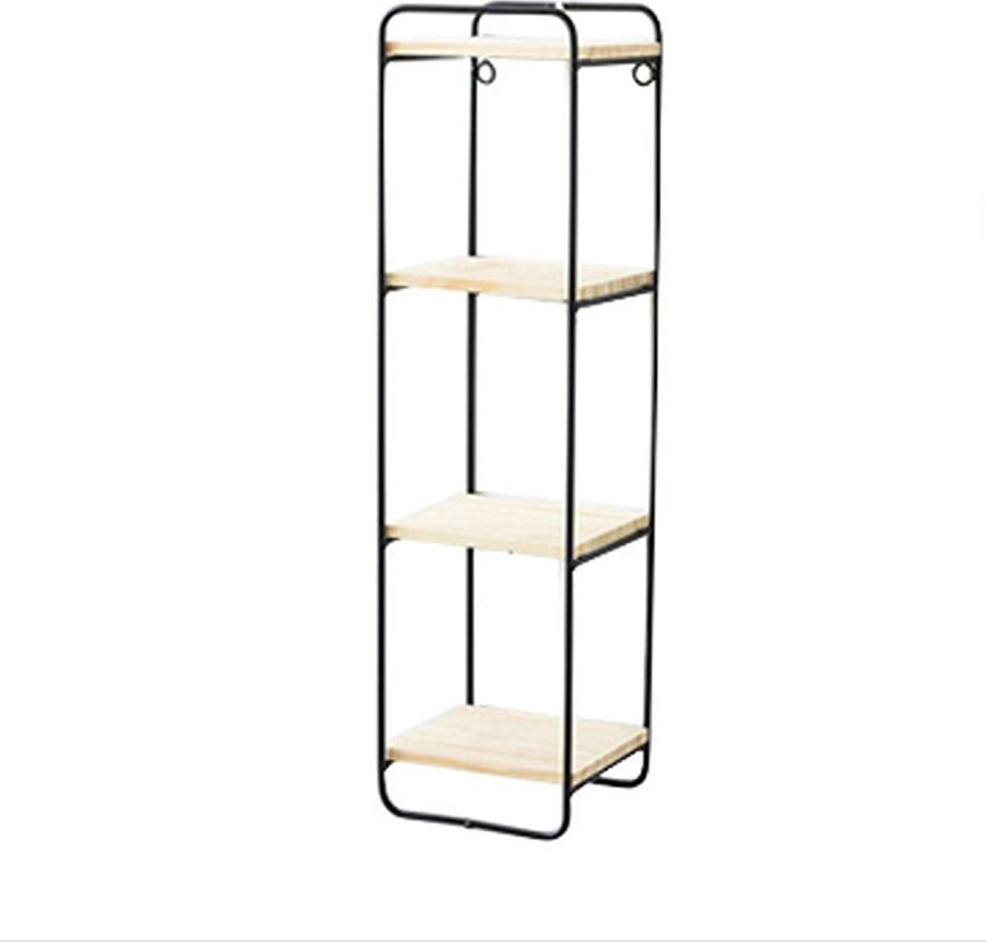 Caryota Wandrek Rechthoekig Wanddecoratie 4 Lagen Zwart 49.5 x 13.5 x 12 cm Metaal