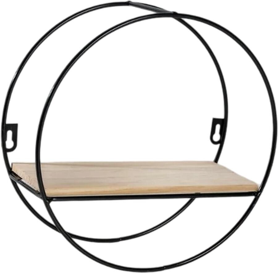 Caryota Wandrek Rond Middel Wanddecoratie 1 Laag Zwart 25 x 25 x 11 cm Metaal