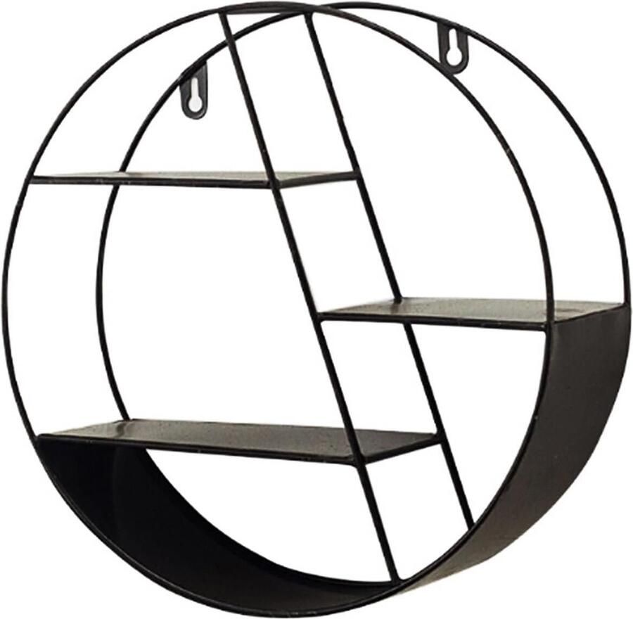 Caryota Wandrek Rond Volledig Metaal Wanddecoratie Zwart 29 x 29 x 10 cm