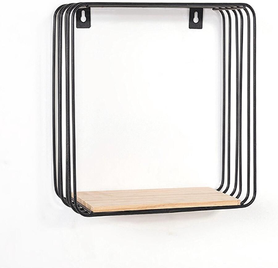 Caryota Wandrek Vierkant Wanddecoratie 1 laag Zwart 25 x 25 x 12 cm Metaal