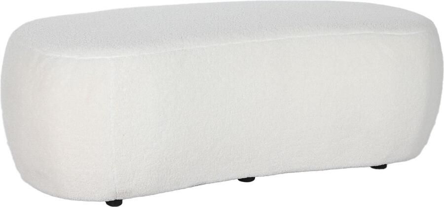 CASA DI ELTURO Draai Fauteuil Boucle Teddy – Beige Wit – Goudkleurige Bies – L98 x B97 x H69 cm