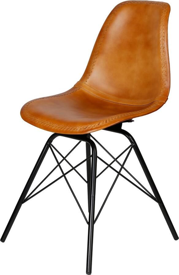 Casa Moro Eetkamerstoel leer cognac Leren fauteuil