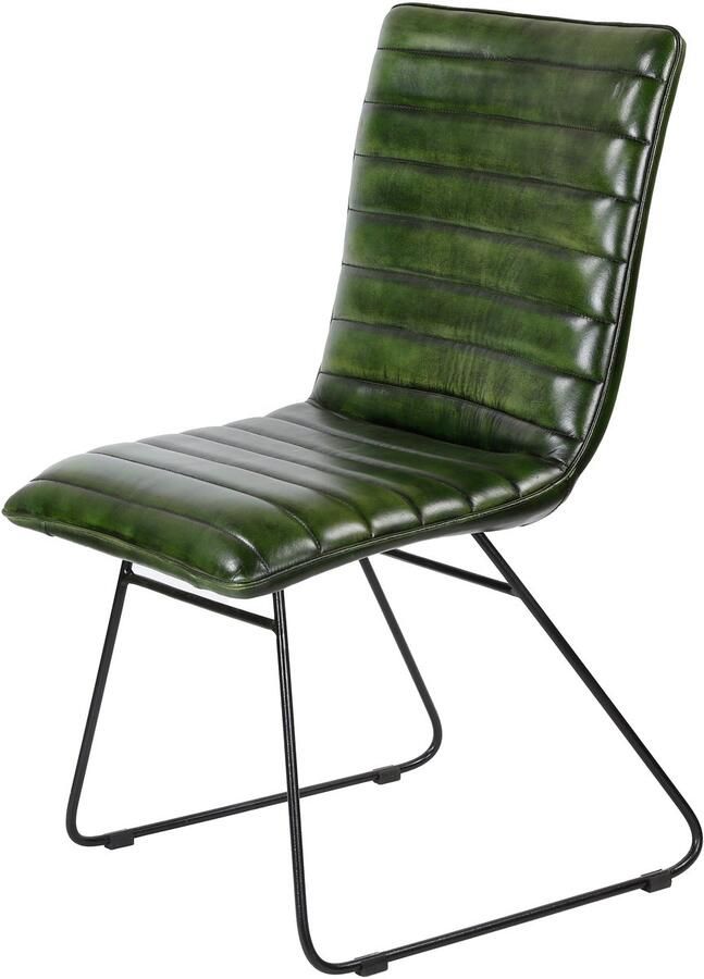 Casa Moro Eetkamerstoel leer groen Leren fauteuil