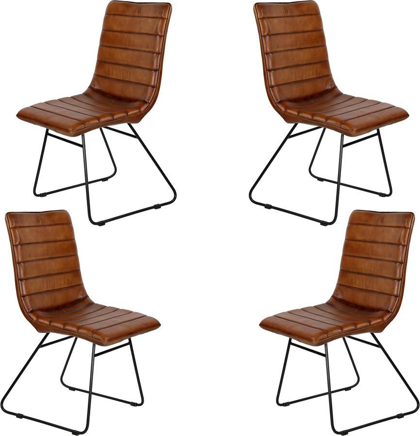 Casa Moro Eetkamerstoel leer Leren fauteuil bruin