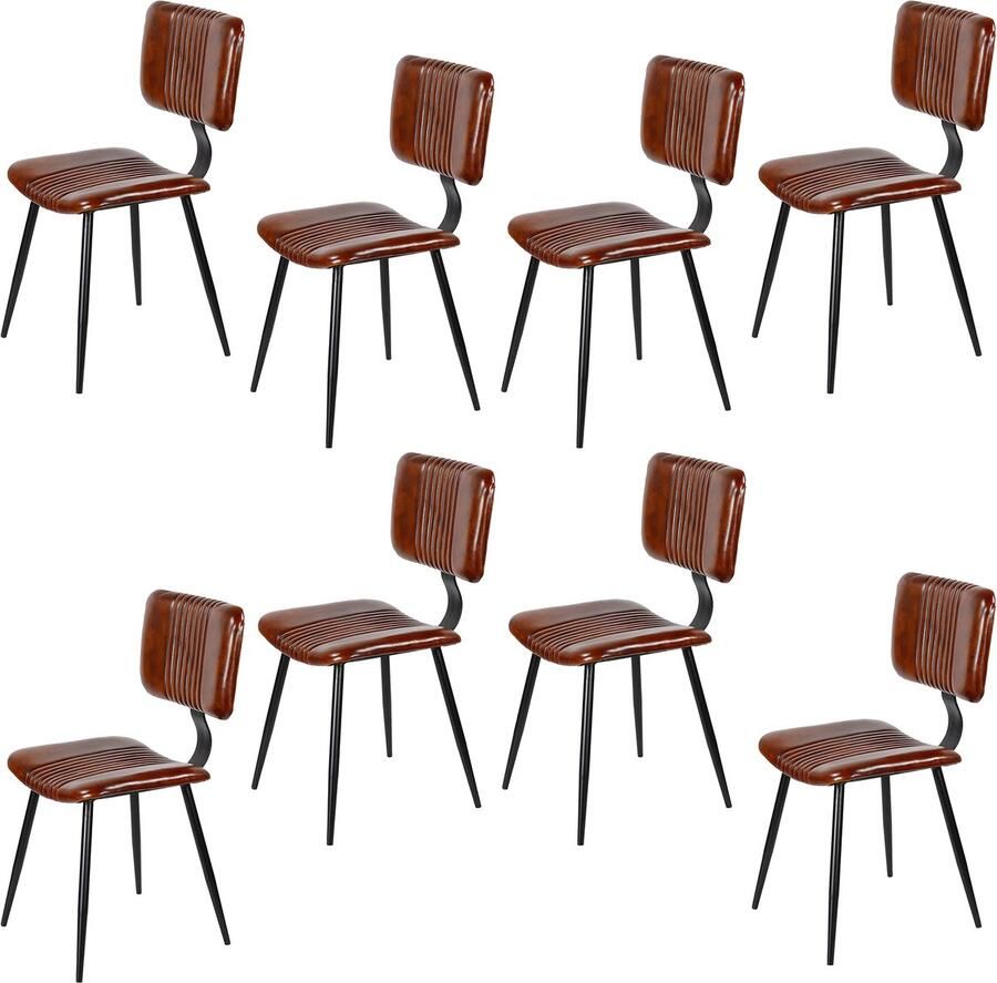Casa Moro Eetkamerstoelen Set van leren stoelen bruin