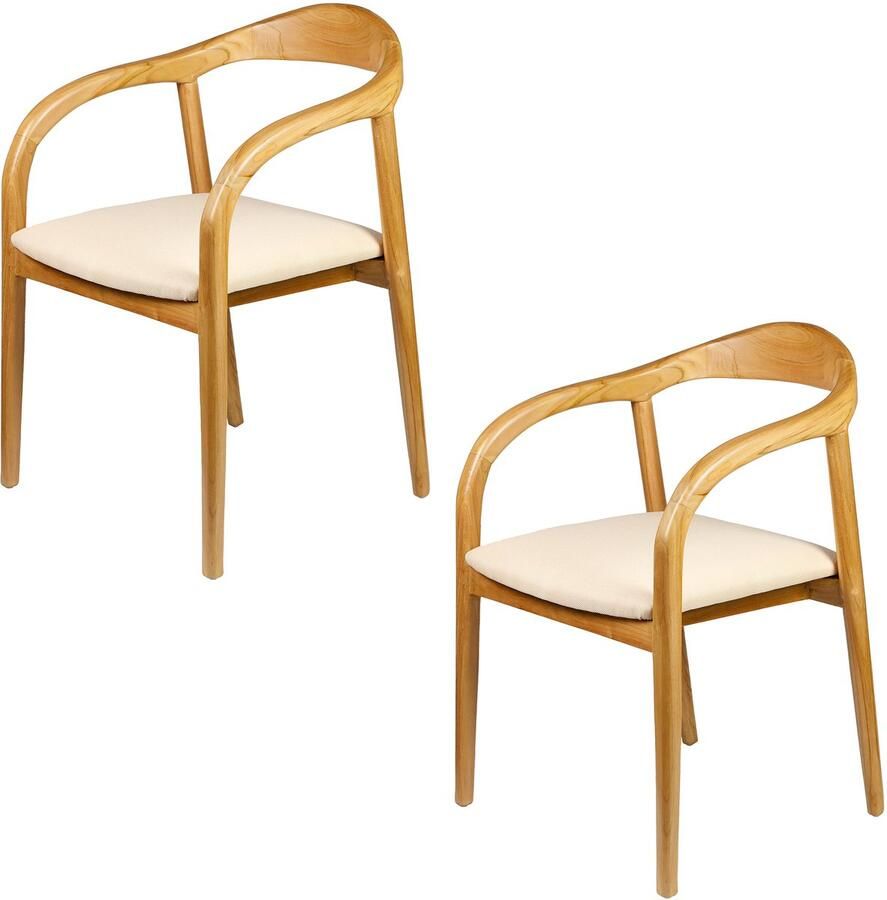 Casa Moro Gestoffeerde stoel eetstoel eetkamerstoel – eetkamer stoelen voor eettafel hout beige