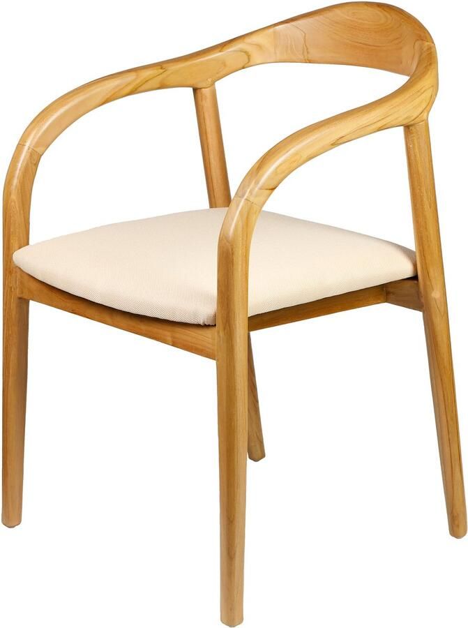 Casa Moro Gestoffeerde stoel eetstoel eetkamerstoel – eetkamer stoelen voor eettafel hout beige - Foto 2