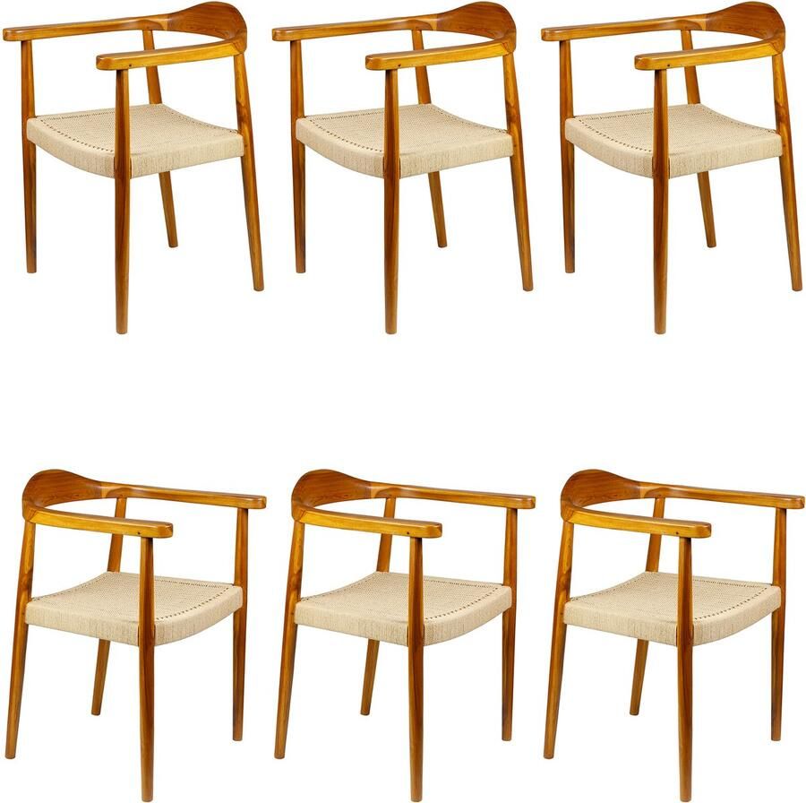 Casa Moro Houten eetkamerstoel rotan stoel set