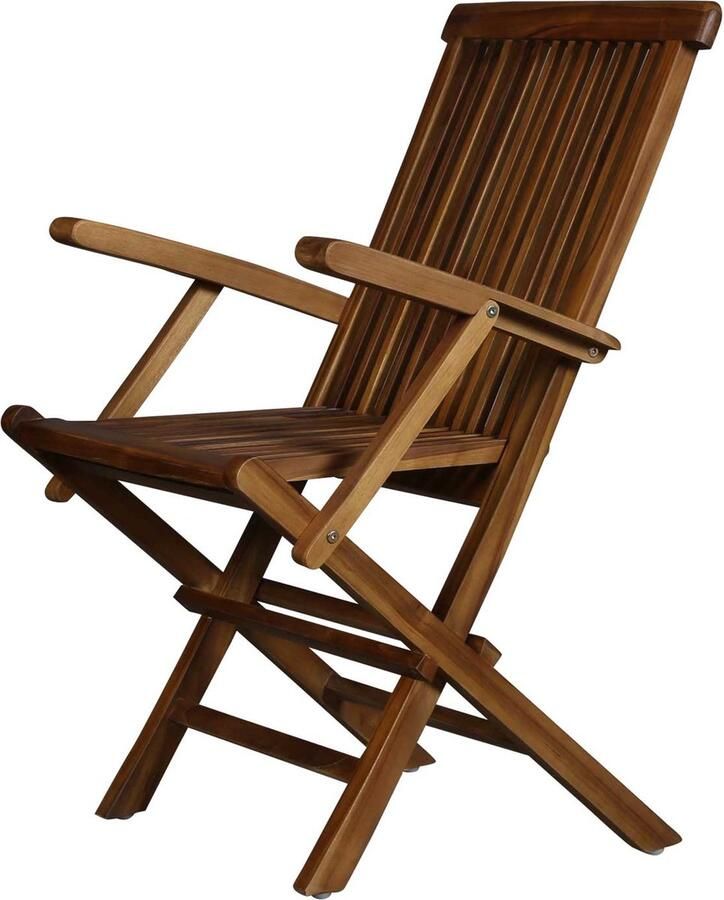 Casa Moro Houten klapstoel met armleuningen – teak massiefhout armstoel voor tuin terras lounge en eetkamer