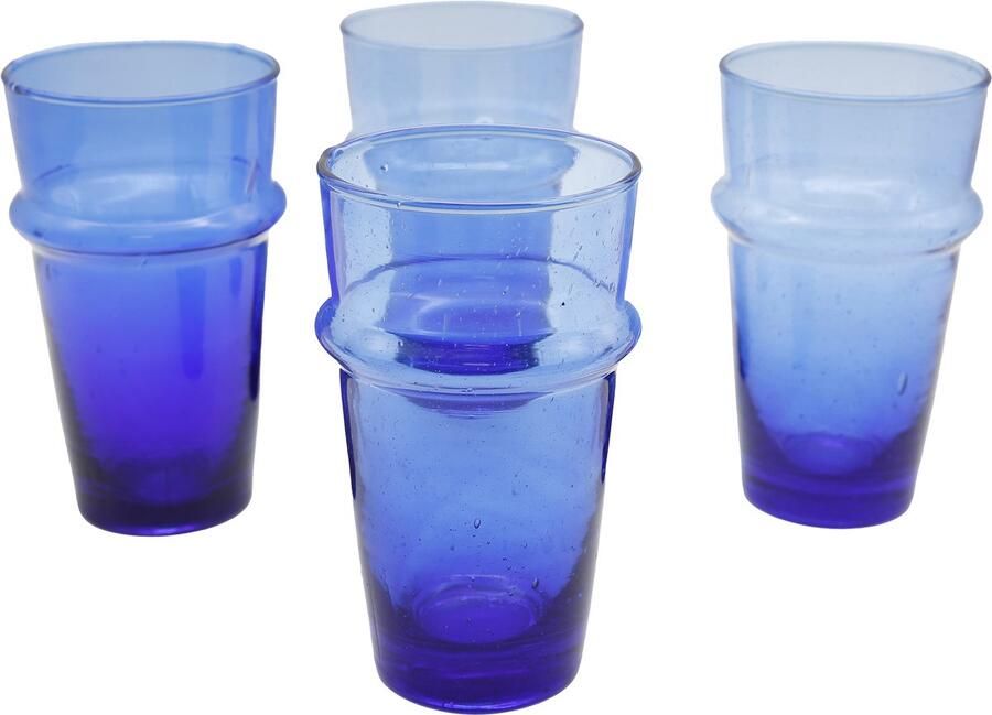 Casa Moro Latte macchiato glazen set – longdrinkglazen cocktailglazen ijskoffie dessertglazen set van 4 blauw