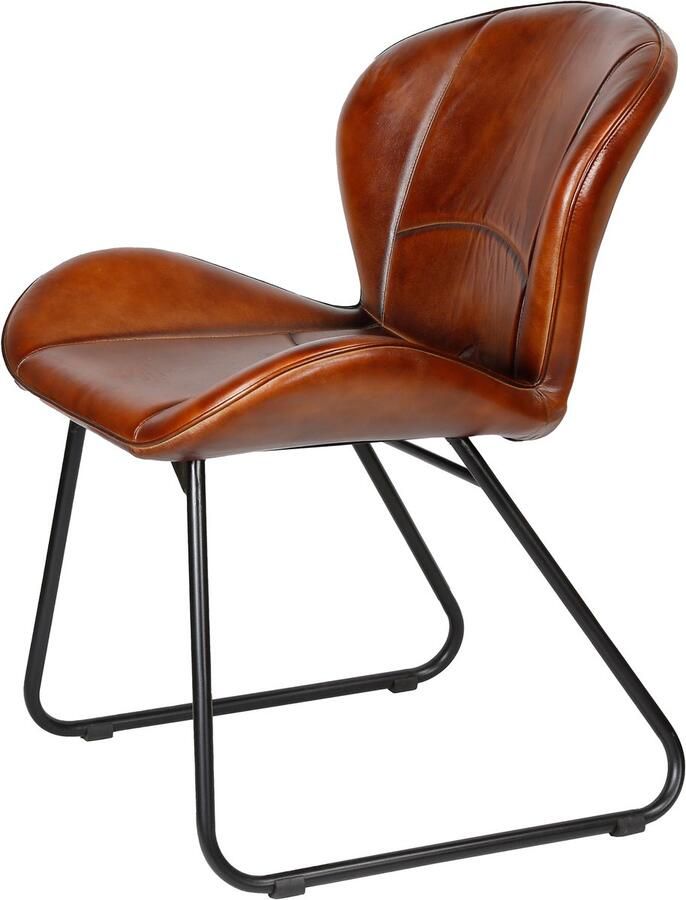 Casa Moro Leren eetkamerstoel – comfortabele gestoffeerde stoel in roodbruin leer - Foto 2