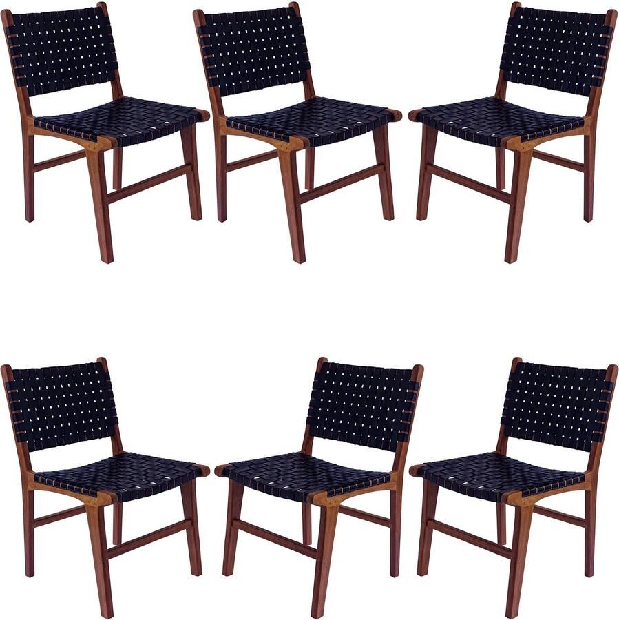 Casa Moro Leren eetkamerstoel – echt leer met houten poten set van 4 - Foto 2