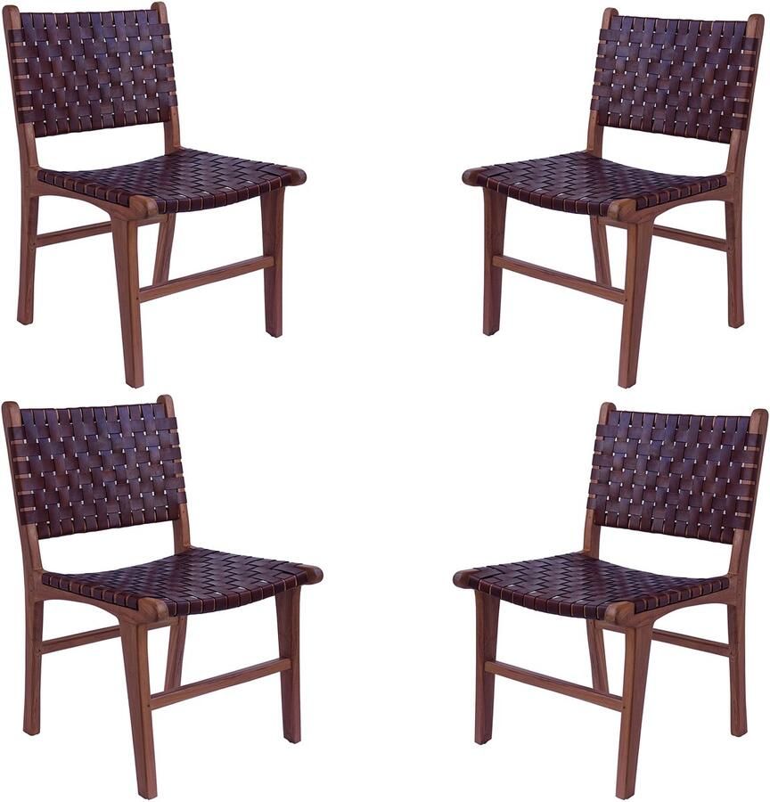 Casa Moro Eetkamerstoel van echt leer – leren stoel met houten poten voor eettafel of woonkamer - Foto 3