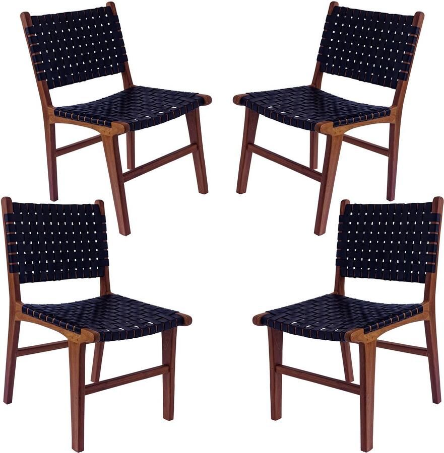 Casa Moro Leren eetkamerstoel – echt leer met houten poten set van 4 - Foto 3