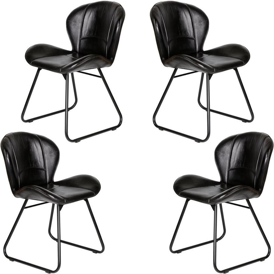 Casa Moro Leren eetkamerstoel zwart – stoel van echt leer met comfortabele bekleding - Foto 2