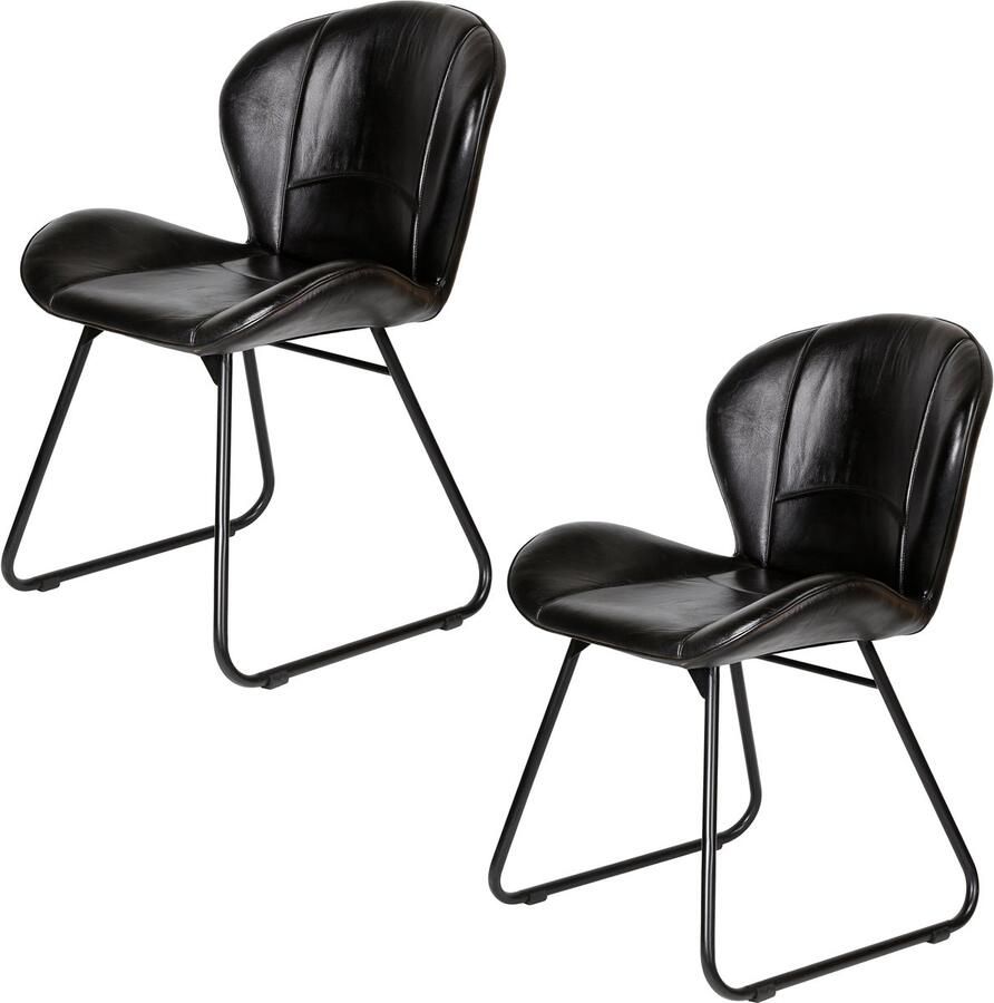 Casa Moro Leren eetkamerstoel zwart – stoel van echt leer met comfortabele bekleding - Foto 3