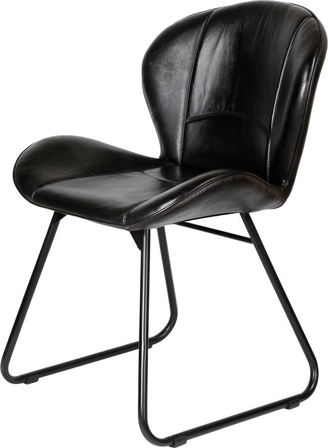 Casa Moro Leren eetkamerstoel zwart – stoel van echt leer met comfortabele bekleding - Foto 4