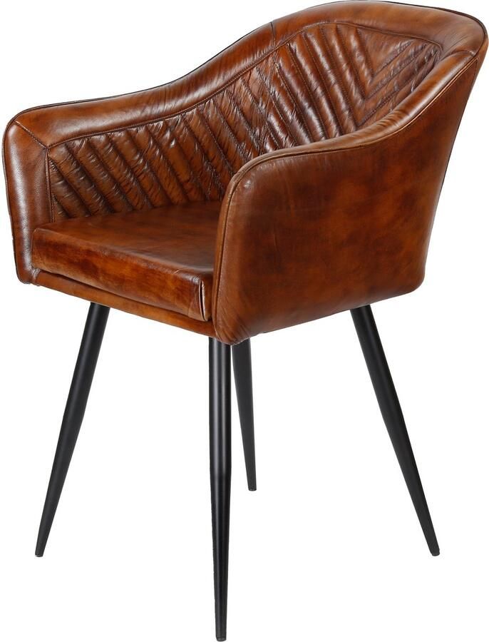 Casa Moro Leren fauteuil bruin – armstoel van echt leer Eetkamerstoel - Foto 4