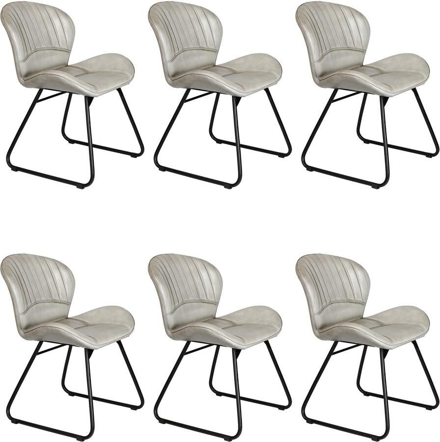 Casa Moro Leren stoel gestoffeerde stoel eetkamerstoelen – lichtgrijs