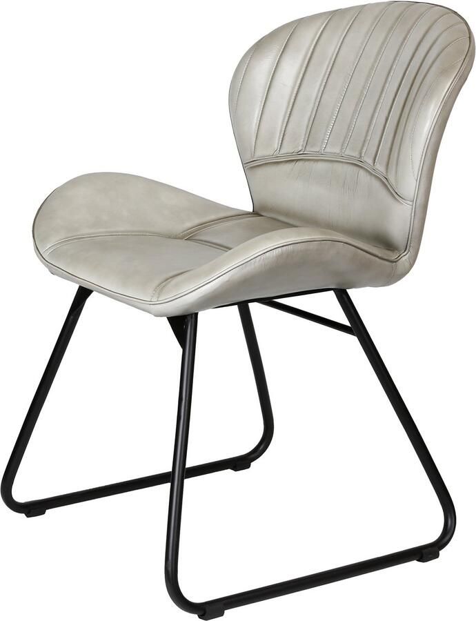 Casa Moro Leren stoel gestoffeerde stoel eetkamerstoelen – lichtgrijs - Foto 2