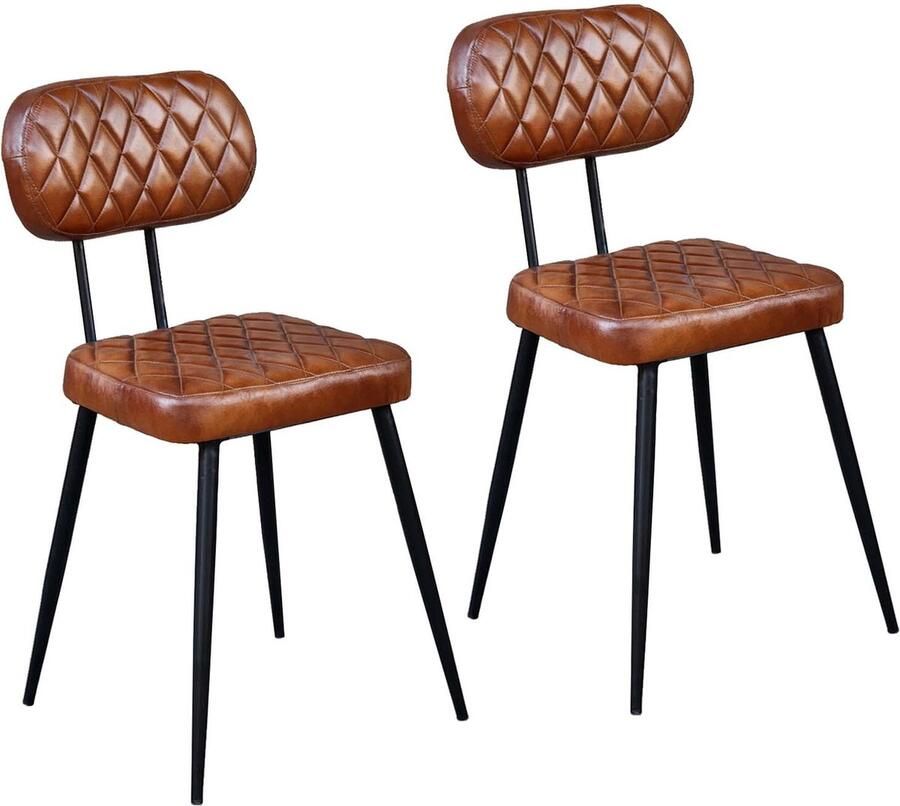 Casa Moro Leren stoel Sofia bruin set van 2