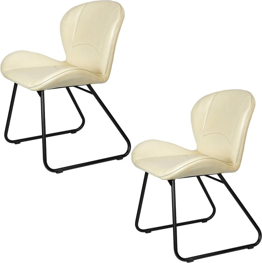 Casa Moro Moderne eetkamerstoelen van beige echt leer – comfortabele vergader- & bezoekersstoelen