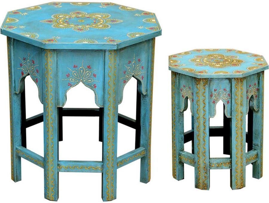 Casa Moro Oosterse bijzettafels Saada blauw set van 2