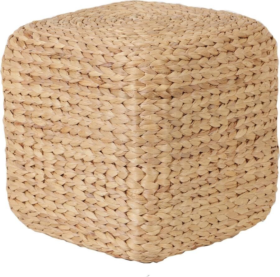 Casa Moro poef van natuurlijk zeegras – kubusvormig zitkussen hocker & voetenbank Handgevlochten