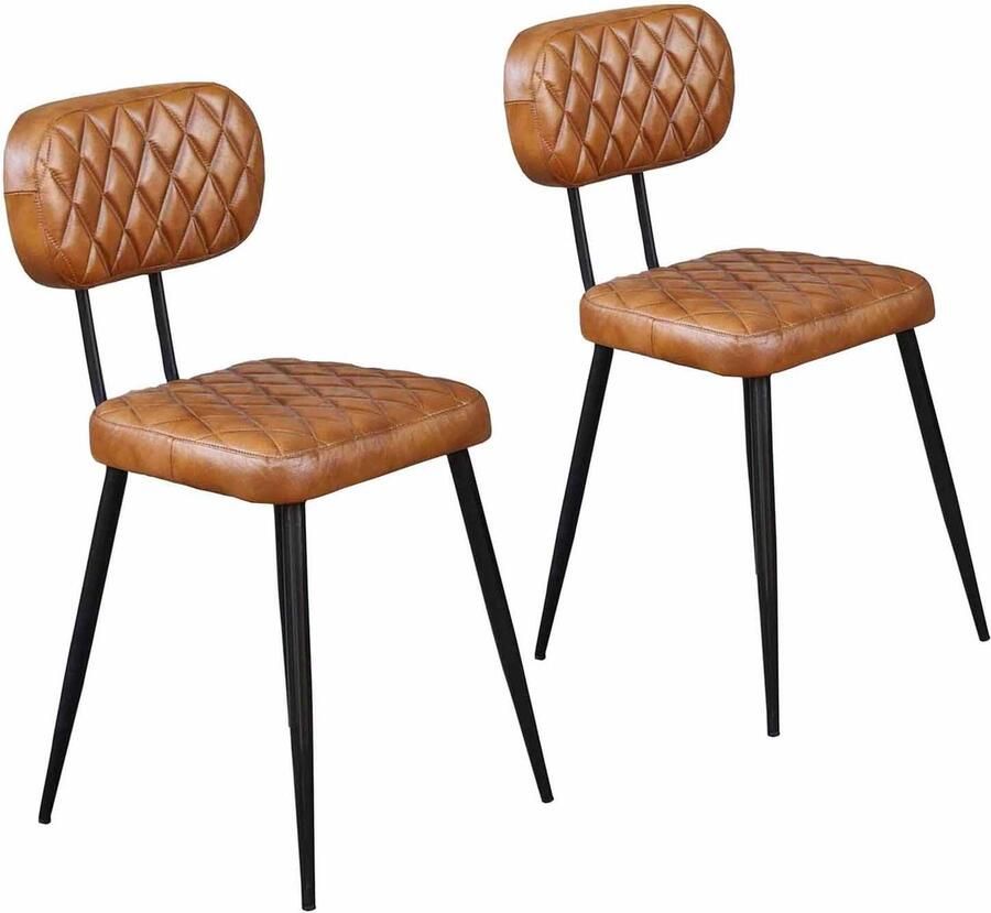 Casa Moro Set van 2 leren eetkamerstoelen – stijlvolle stoelen voor woonkamer & keuken