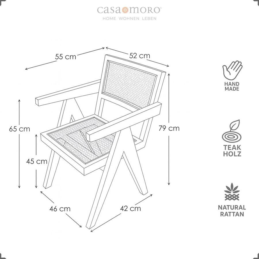 Casa Moro Teakhouten rotan fauteuil Nico lichtbruin