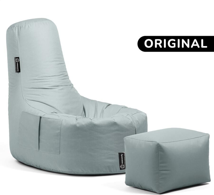 Casacomfy Gamer Original Zitzak Stoel Binnenshuis Buitenshuis Waterbestendig Zitzak met Ontwerp+voetbankje Grijs Volwassenen & Kinderen