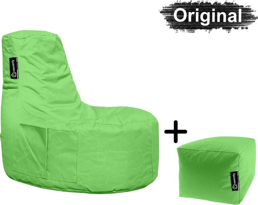 Casacomfy Gamer Original Zitzak Stoel Binnenshuis Buitenshuis Waterbestendig Zitzak met Ontwerp+voetbankje Lime Volwassenen & Kinderen - Foto 2