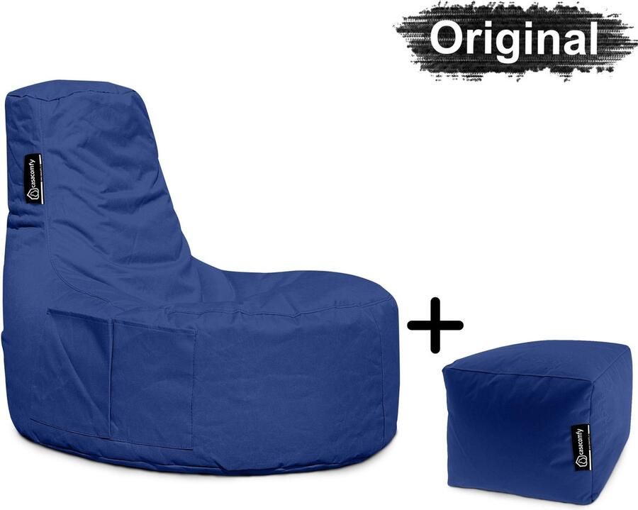 Casacomfy Gamer Original Zitzak Stoel Binnenshuis Buitenshuis Waterbestendig Zitzak met Ontwerp+voetbankje Blauw Volwassenen & Kinderen - Foto 2
