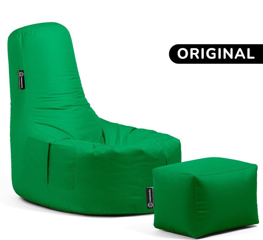 Casacomfy Gamer Original Zitzak Stoel Binnenshuis Buitenshuis Waterbestendig Zitzak met Ontwerp+voetbankje Groen Volwassenen & Kinderen