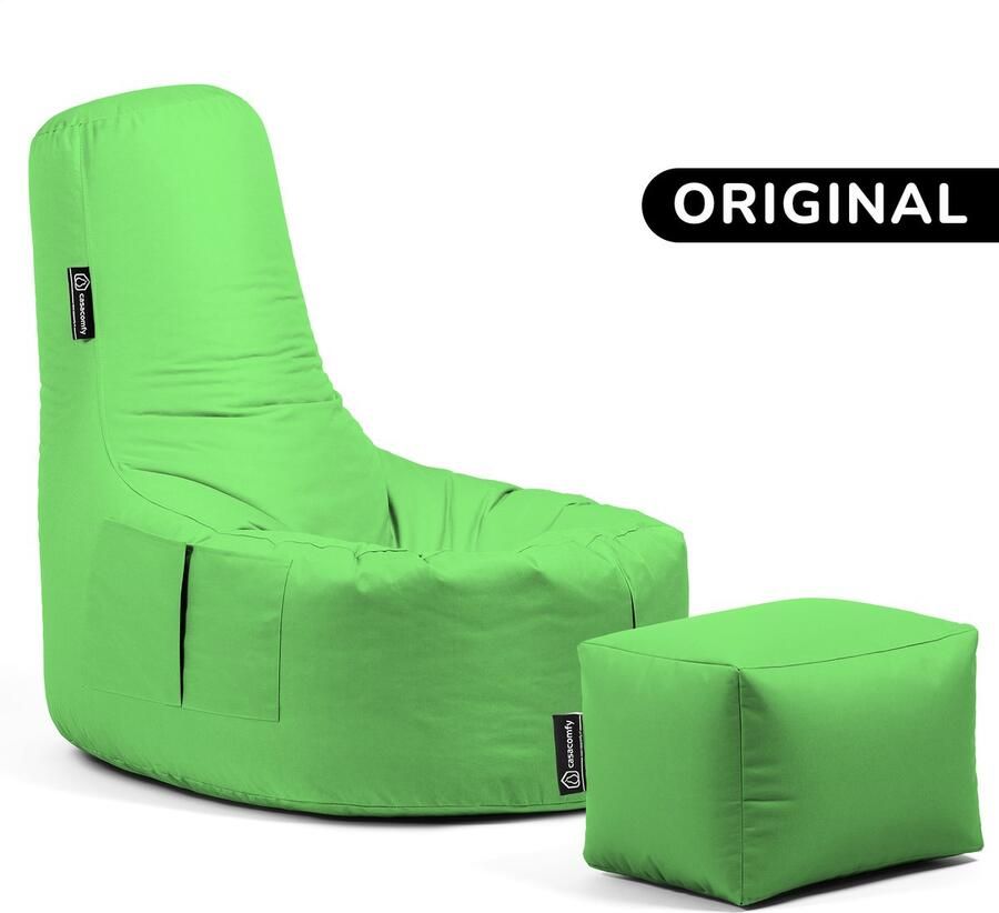 Casacomfy Gamer Original Zitzak Stoel Binnenshuis Buitenshuis Waterbestendig Zitzak met Ontwerp+voetbankje Lime Volwassenen & Kinderen