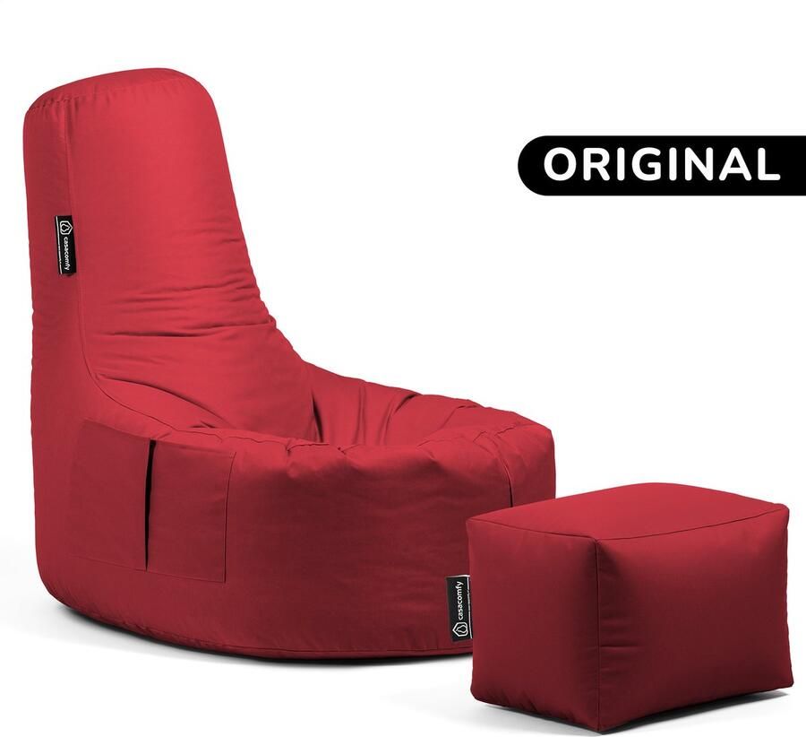 Casacomfy Gamer Original Zitzak Stoel Binnenshuis Buitenshuis Waterbestendig Zitzak met Ontwerp+voetbankje Rood Volwassenen & Kinderen